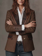 Gisela | Blazer con Paneles Estampado de Espiga