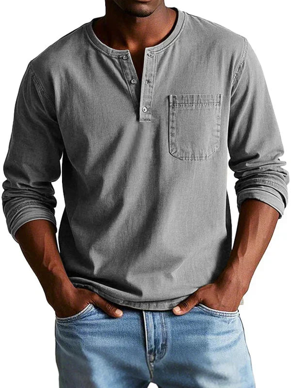 Varel | Camiseta Henley Casual de Manga Larga