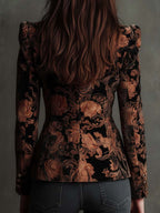 Berta | Blazer Estampado Floral Negro y Bronce
