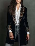 Leontina | Blazer Entallado Estampado Barroco Negro