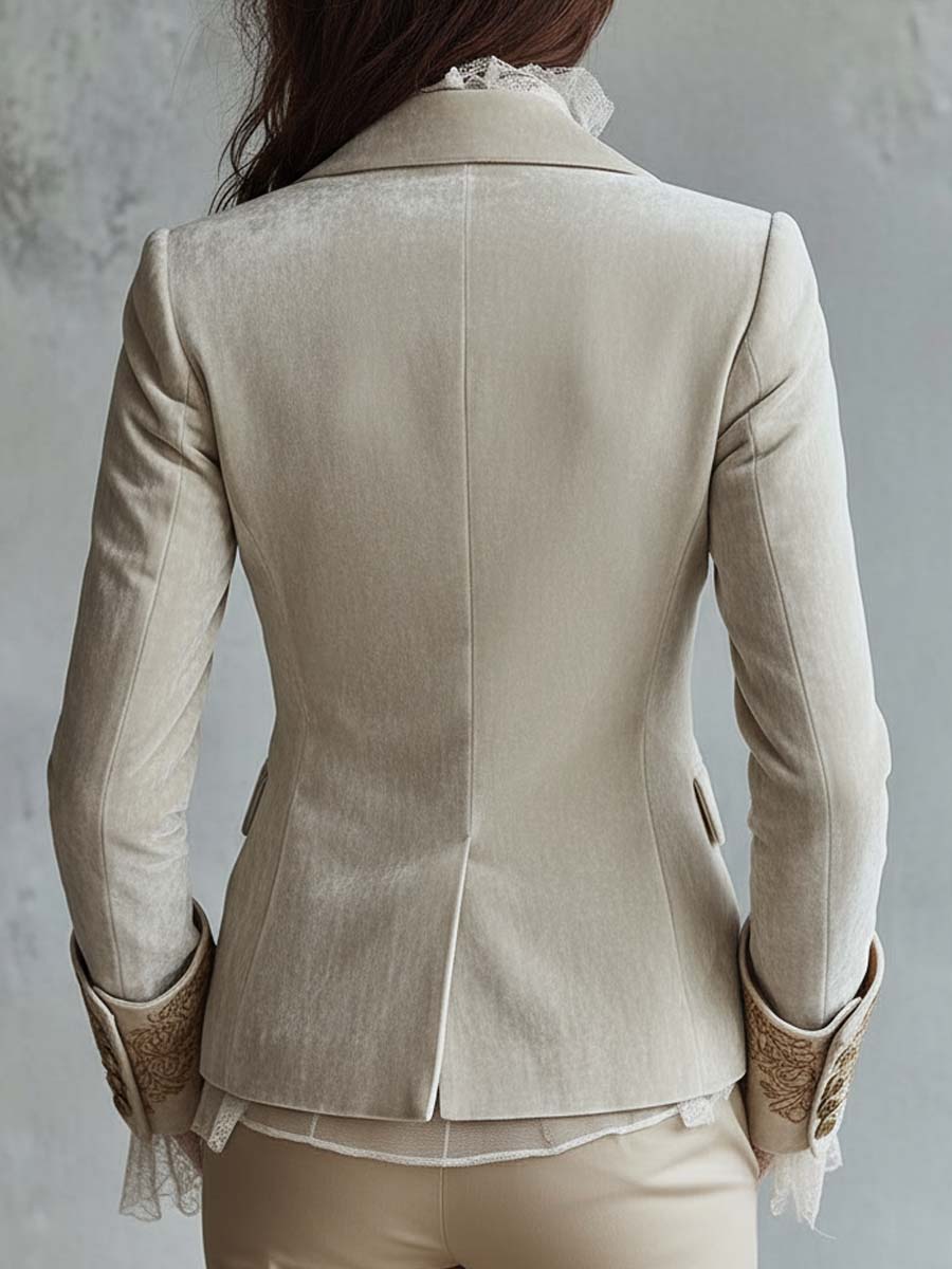 Constanza | Blazer Marfil con Bordado Floral