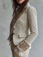 Constanza | Blazer Marfil con Bordado Floral