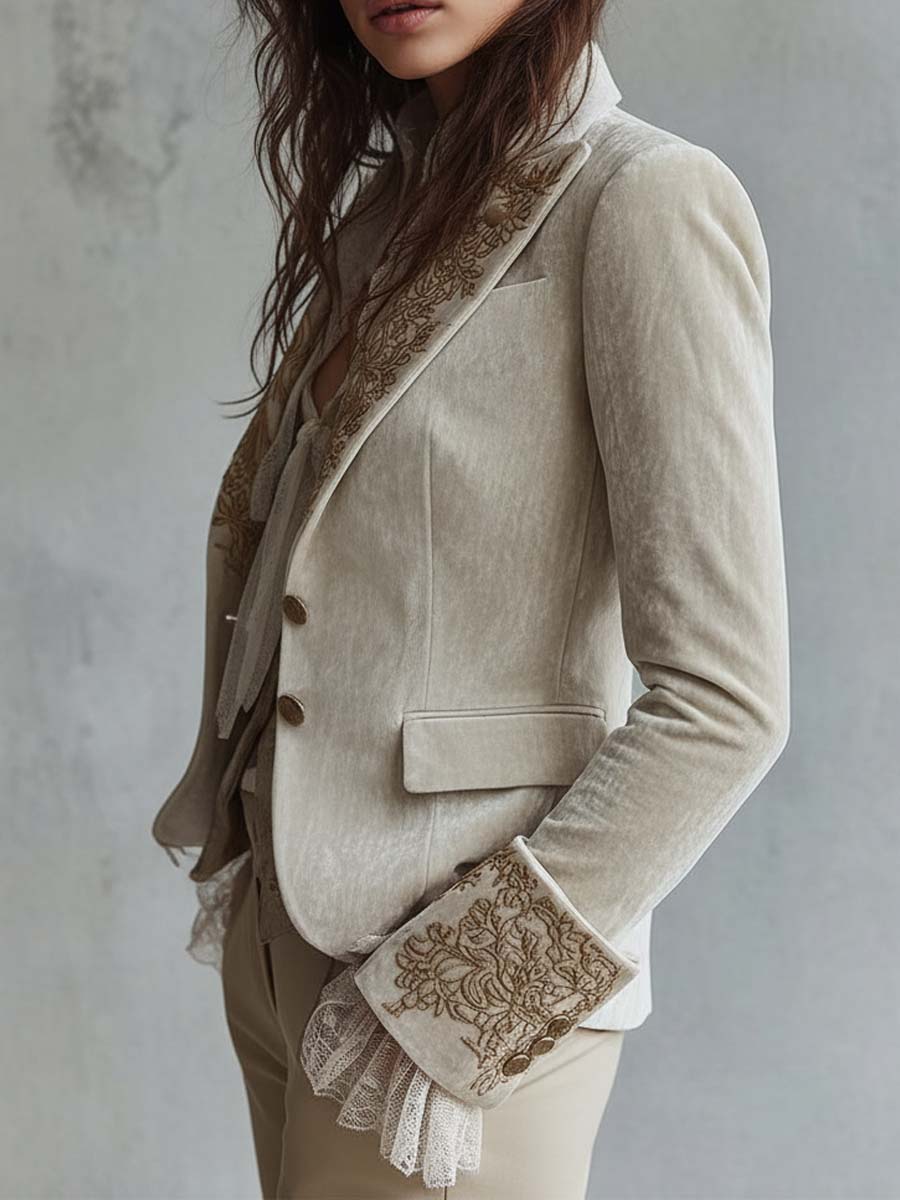 Constanza | Blazer Marfil con Bordado Floral