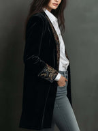 Leontina | Blazer Entallado Estampado Barroco Negro