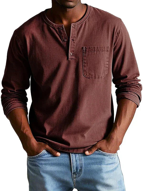 Varel | Camiseta Henley Casual de Manga Larga