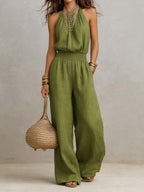 Valeria | Mono de pierna ancha con escote halter