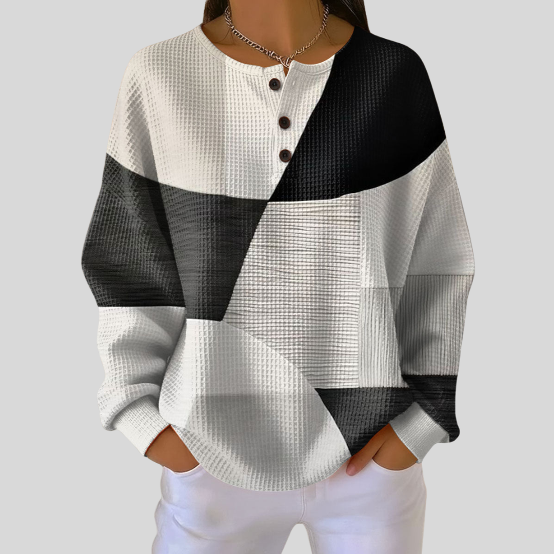 Leire | Sudadera Henley de Punto Gofre
