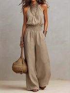 Valeria | Mono de pierna ancha con escote halter