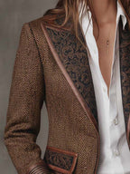 Gisela | Blazer con Paneles Estampado de Espiga
