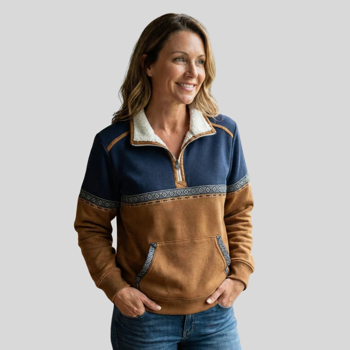 Candela | Jersey con Media Cremallera y Cuello Sherpa
