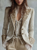 Constanza | Blazer Marfil con Bordado Floral