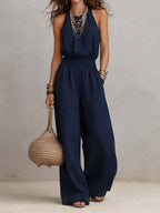 Valeria | Mono de pierna ancha con escote halter