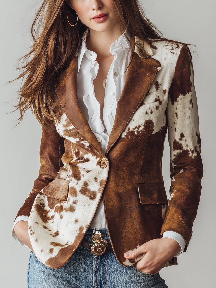 Ágata | Blazer Vintage Estampado Vaca