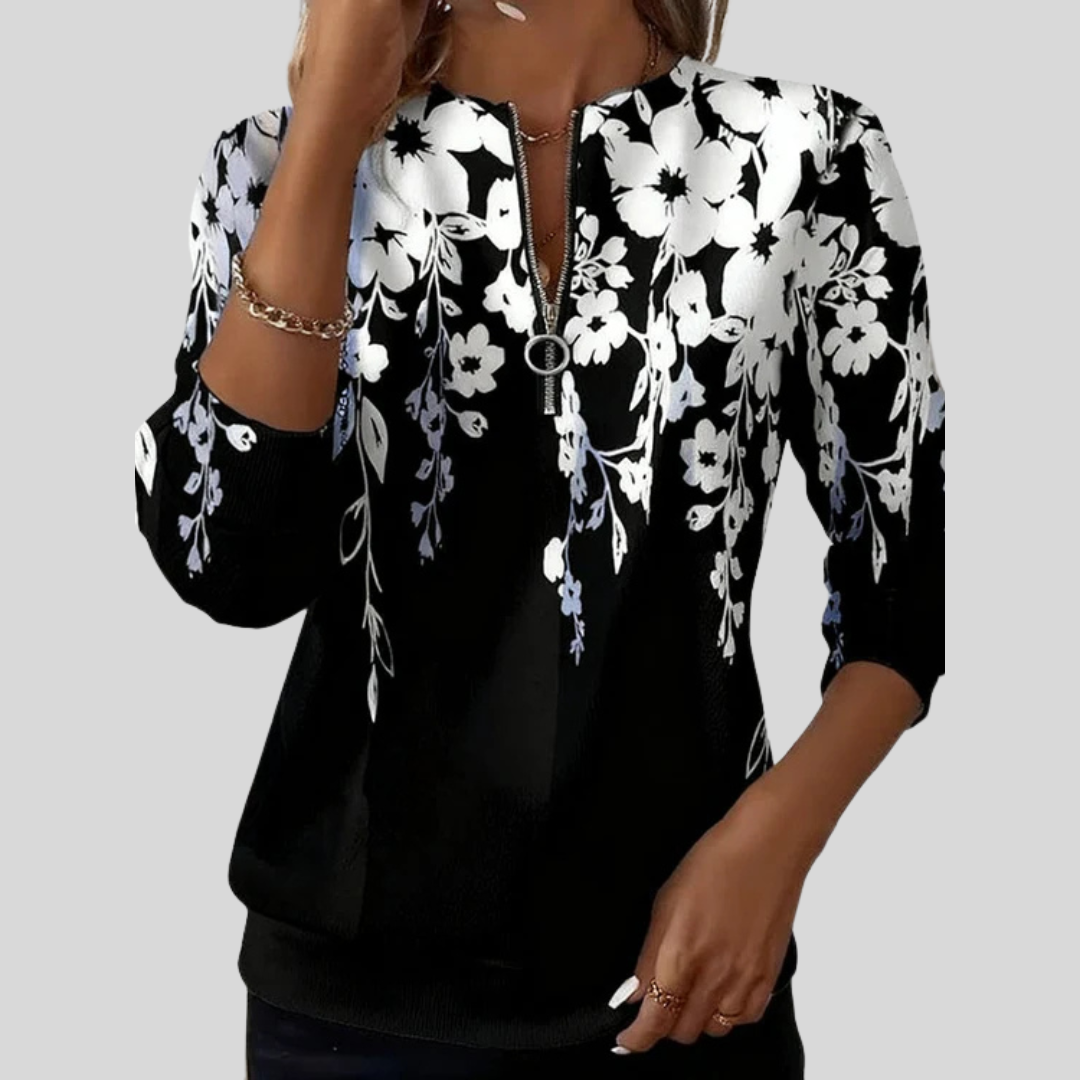 Fuensanta | Sudadera Floral con Cremallera