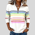 Jimena | Sudadera de Rayas Multicolor con Cremallera