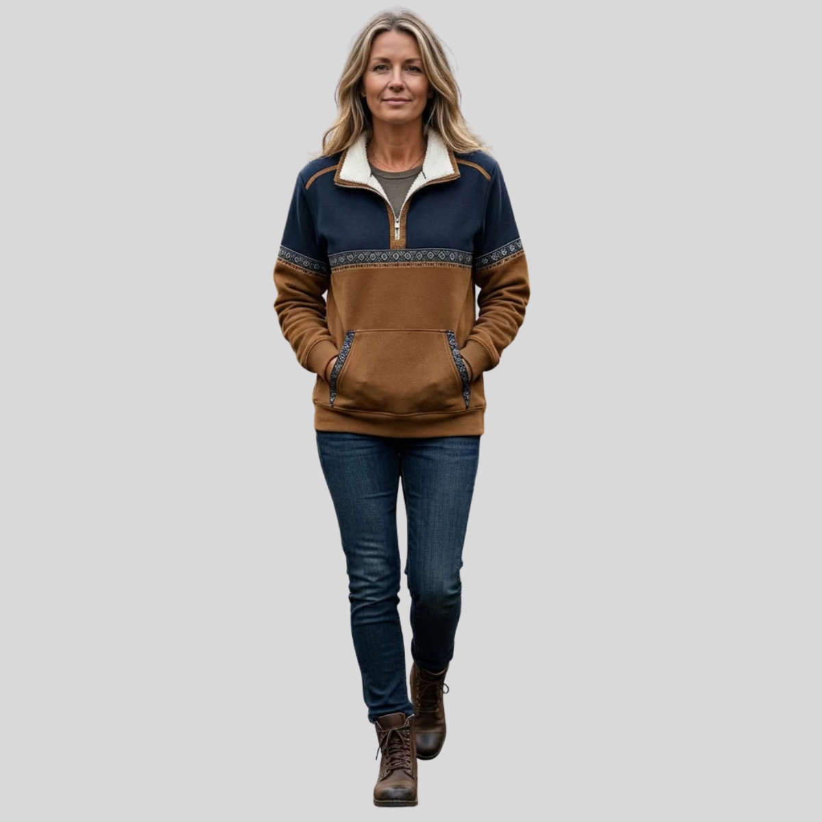 Candela | Jersey con Media Cremallera y Cuello Sherpa
