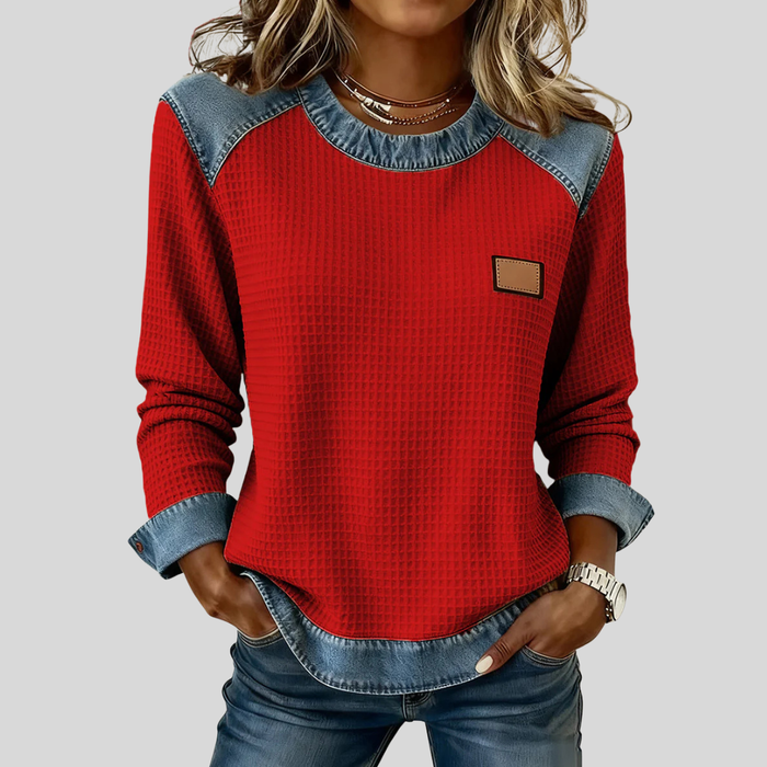 Duna | Sudadera de Punto Gofre con Diseño Patchwork
