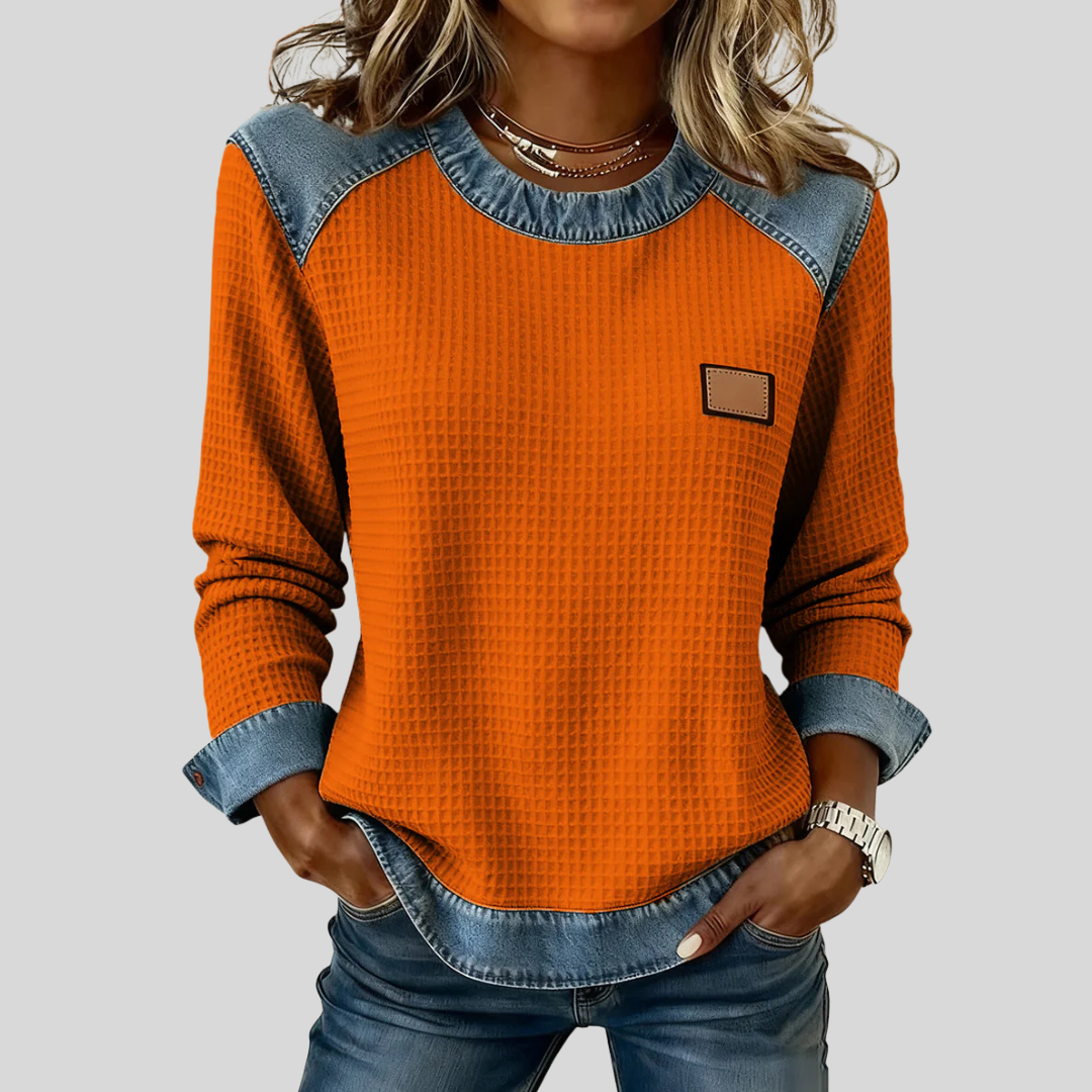 Duna | Sudadera de Punto Gofre con Diseño Patchwork
