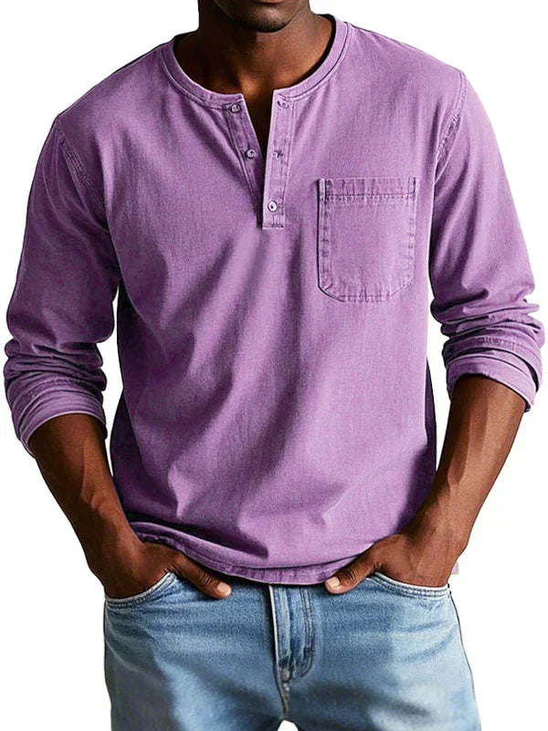 Varel | Camiseta Henley Casual de Manga Larga