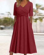 NADIA | Vestido Midi Evasé Elegante que Disimula el Abdomen