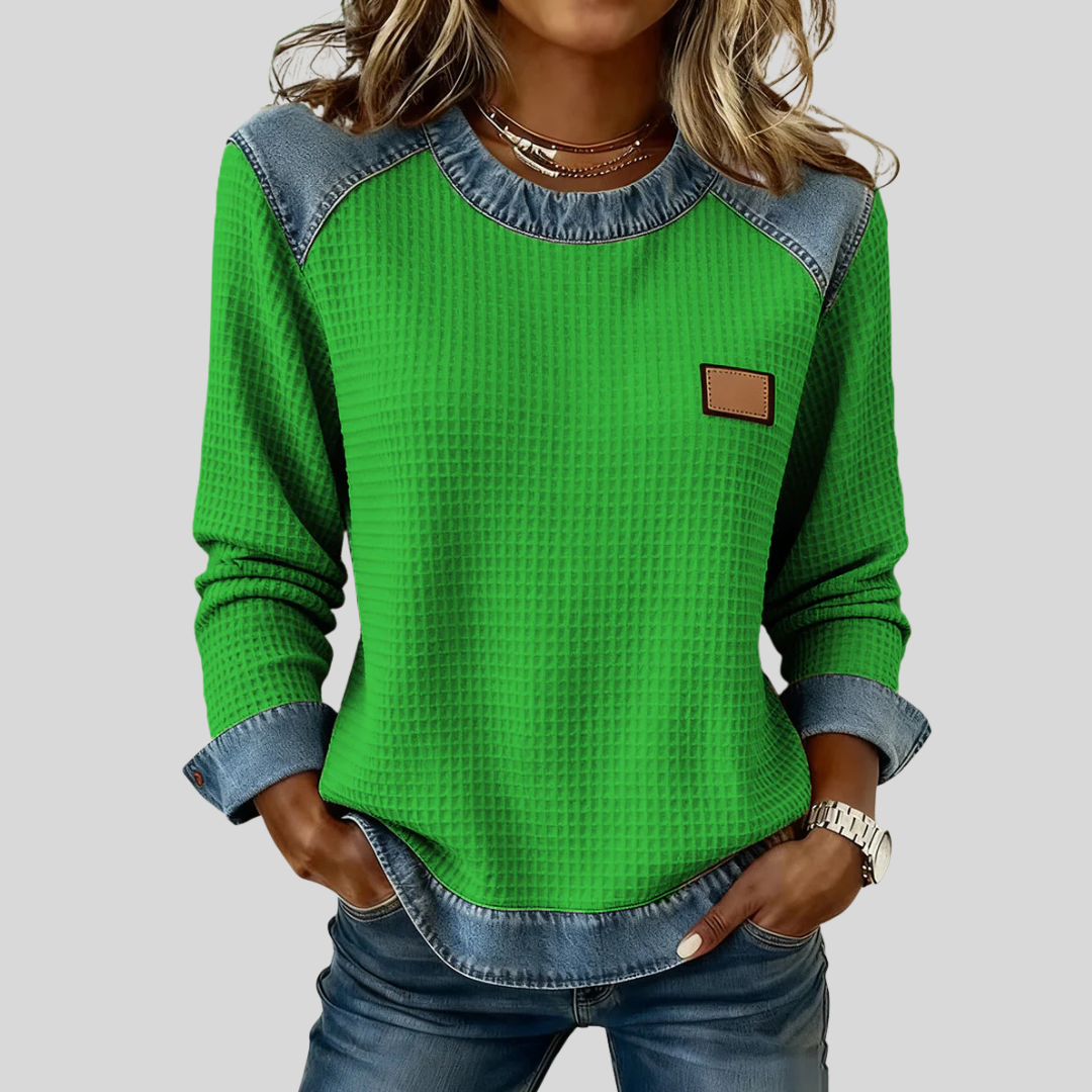 Duna | Sudadera de Punto Gofre con Diseño Patchwork