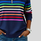 Jimena | Sudadera de Rayas Multicolor con Cremallera