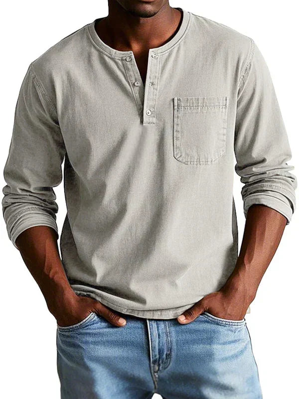 Varel | Camiseta Henley Casual de Manga Larga