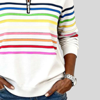 Jimena | Sudadera de Rayas Multicolor con Cremallera