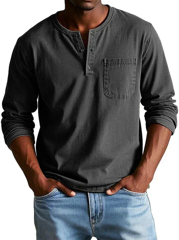 Varel | Camiseta Henley Casual de Manga Larga