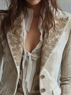 Constanza | Blazer Marfil con Bordado Floral