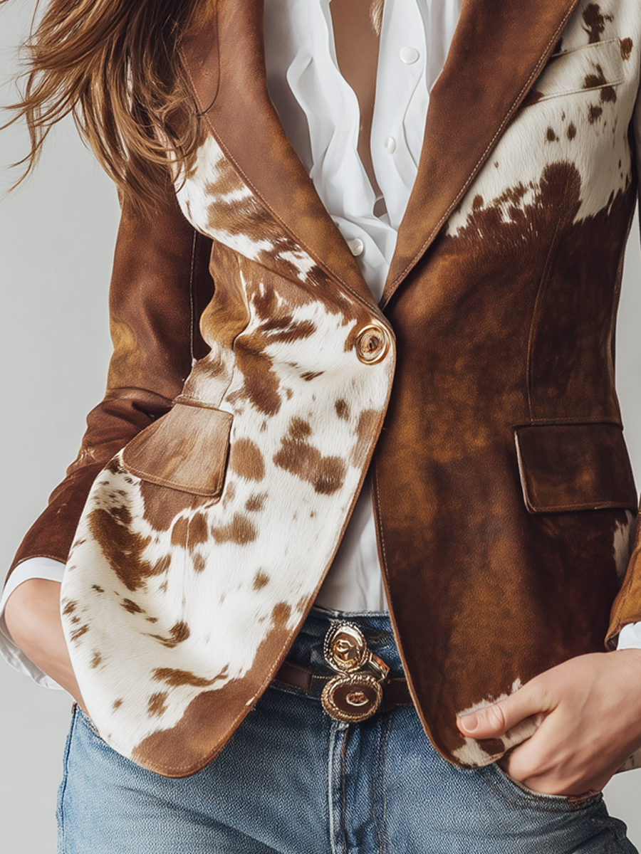 Ágata | Blazer Vintage Estampado Vaca