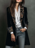 Leontina | Blazer Entallado Estampado Barroco Negro