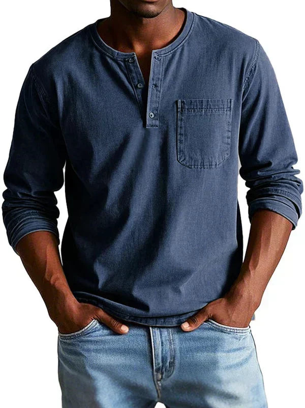 Varel | Camiseta Henley Casual de Manga Larga