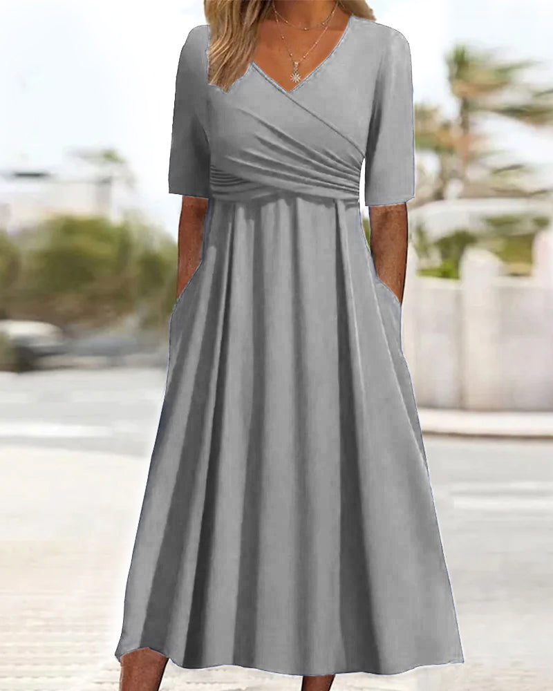 NADIA | Vestido Midi Evasé Elegante que Disimula el Abdomen