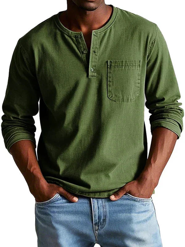 Varel | Camiseta Henley Casual de Manga Larga