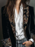 Leontina | Blazer Entallado Estampado Barroco Negro