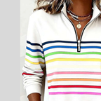 Jimena | Sudadera de Rayas Multicolor con Cremallera