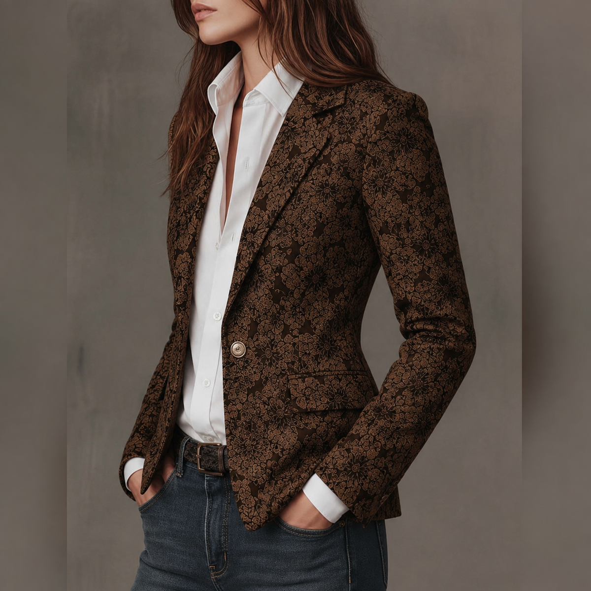 Estela | Blazer Entallado de Jacquard Cachemira