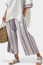 Luxmere | Blusa Cómoda y Relajada y Pantalón de Bambú a Rayas