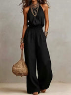 Valeria | Mono de pierna ancha con escote halter