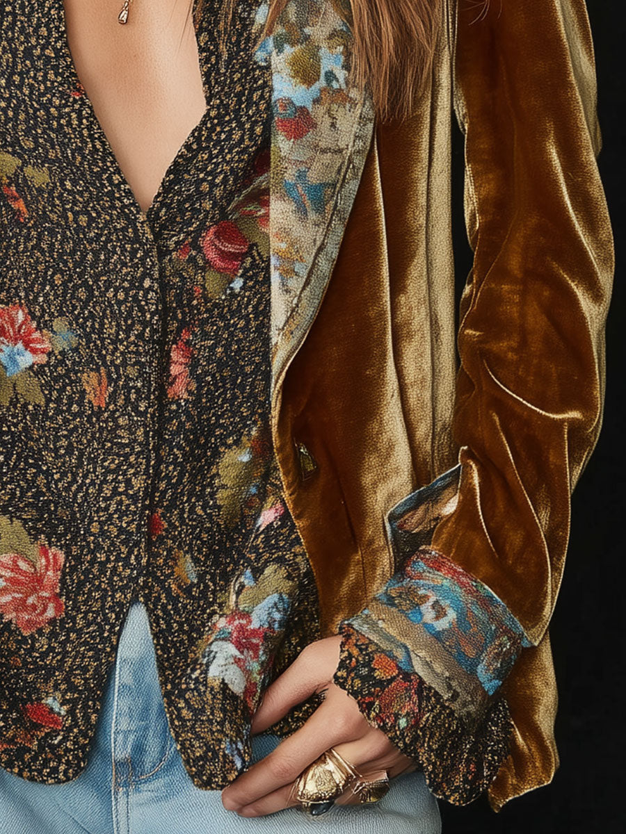 Marcelina | Blazer Patchwork Floral Vintage