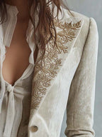 Constanza | Blazer Marfil con Bordado Floral