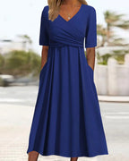 NADIA | Vestido Midi Evasé Elegante que Disimula el Abdomen