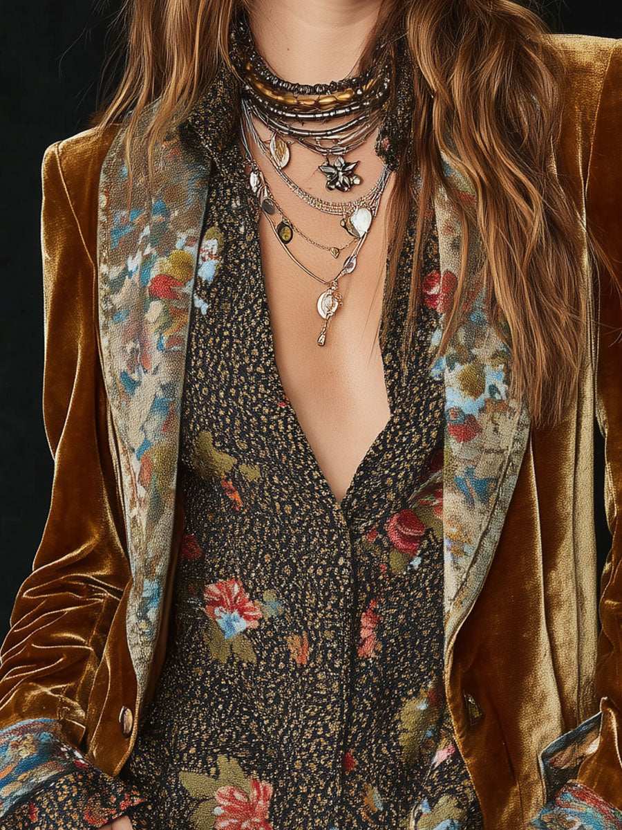 Marcelina | Blazer Patchwork Floral Vintage